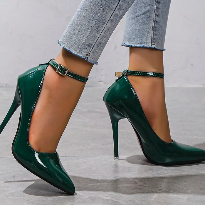 Aphixta Orange New Luxury Crystals Buckle Pimp Super High 12cm Stiletto heels Pumps Women Shoes Pointed Toe Colorful Party Pumps - EverHype