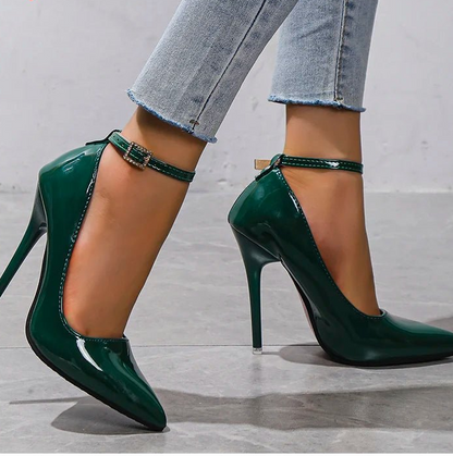 Aphixta Orange New Luxury Crystals Buckle Pimp Super High 12cm Stiletto heels Pumps Women Shoes Pointed Toe Colorful Party Pumps - EverHype