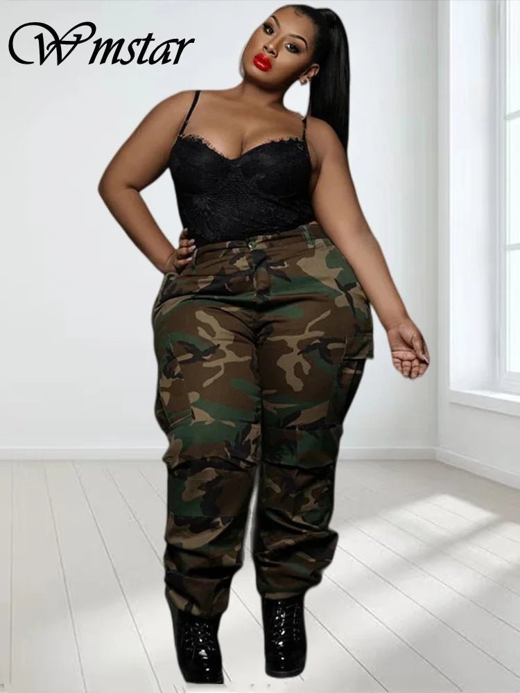 Plus Size Camo Cargo Pants - Women's Casual Loose Joggers | Streetwear Fashion - EverHype