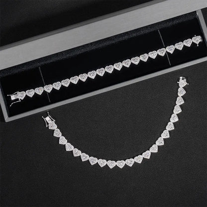 Moissanite Heart Bracelet & Necklace Set - 925 Sterling Silver Jewelry - EverHype