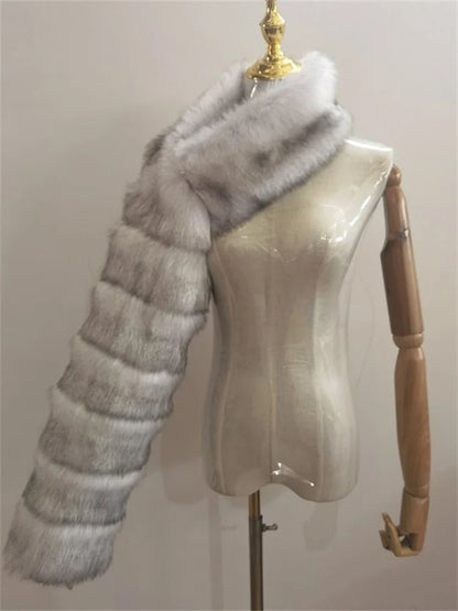 Faux Fur Jacket - Cropped Long Sleeve Coat for Women | Winter Warm Clothes - EverHype