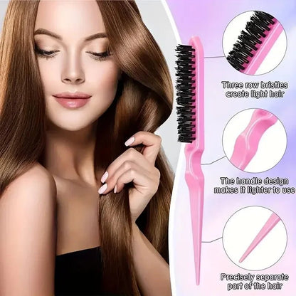 6pcs Hair Brush Set Spray Bottle Hair Braiding Loop Rat Tail Comb Teasing Hair Brsuh Edge Hair Brush Curly Hair Accessories - EverHype