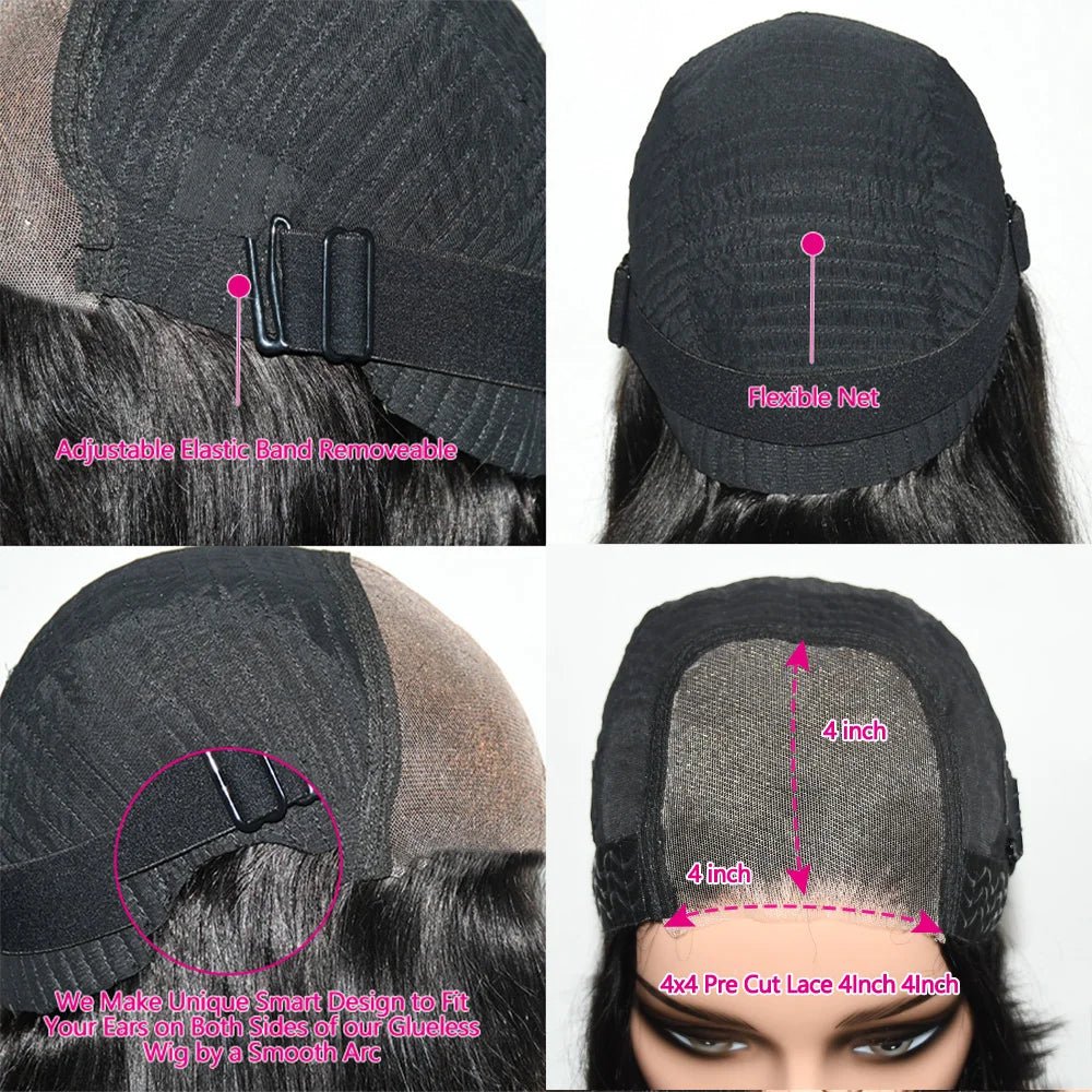 Lifetiful Glueless Human Hair Wig Ready To Wear Straight Transprent 4x4 Lace Closure Wigs For Women Glueless Wigs Human Hair - EverHype