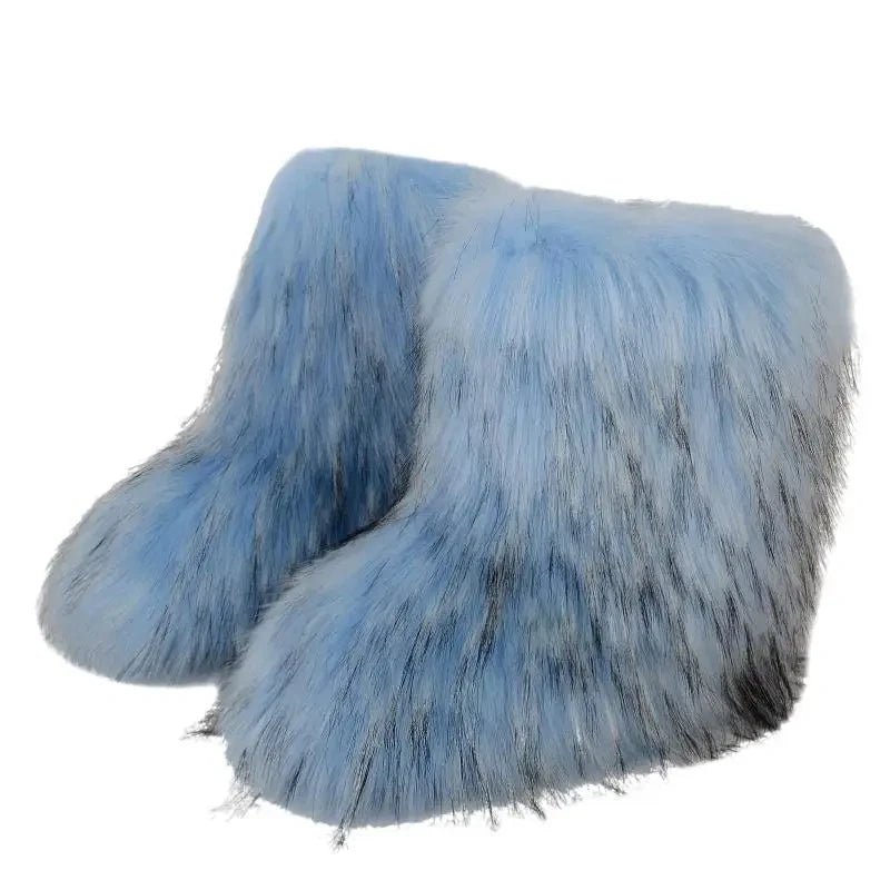 Winter Fluffy Faux Fox Fur Boots - Luxury Warm Snow Boots - EverHype