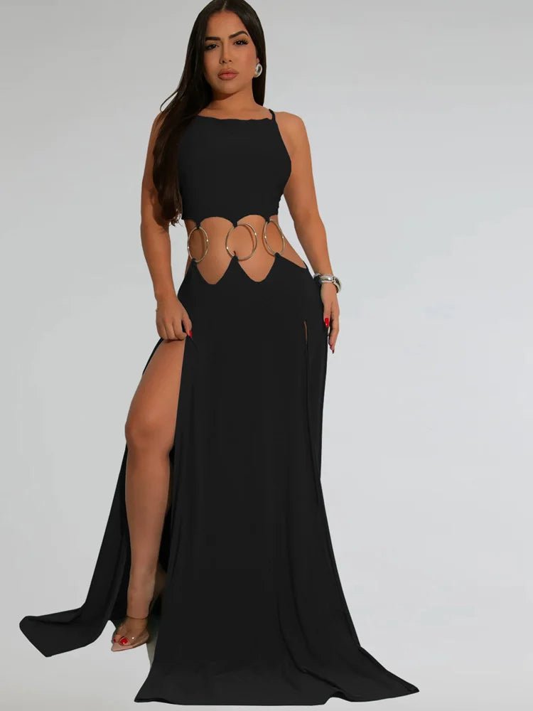 Women's O - Ring Metal Dress - Hollow Out Backless Bandage | Sexy Clubwear - EverHype