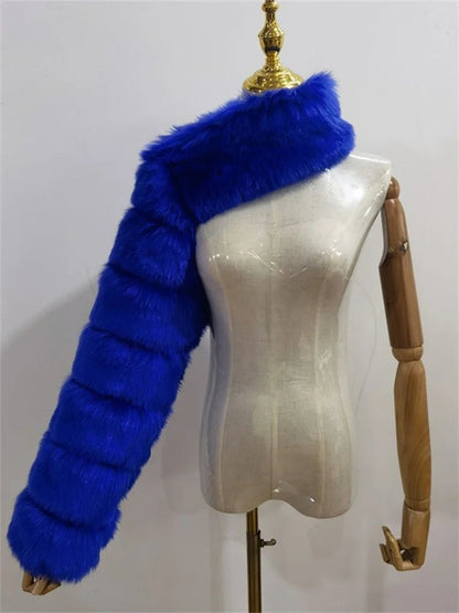 Faux Fur Jacket - Cropped Long Sleeve Coat for Women | Winter Warm Clothes - EverHype