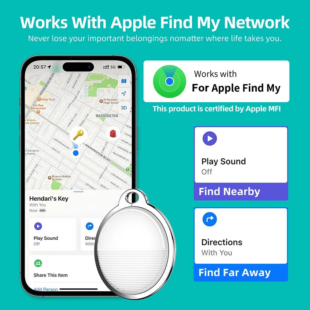 Mini GPS Tracker for Apple iOS Find My App AirTag Child Pet Dog Cat Bike Bag Anti - Lost Smart Bluetooth Tracker 1Pack - EverHype