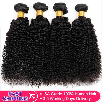 15A Afro Kinky Curly Hair 1/ 3 / 4 Bundles Deal Raw Virgin Indian Hair Bundles Isee Hair Weave Extensions Natural Color 100G/PC - EverHype