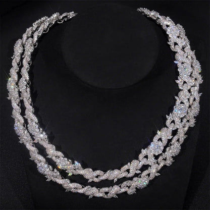 Iced Out Cuban Link Necklace - 13mm Zircon Thorn Flower Chain - EverHype