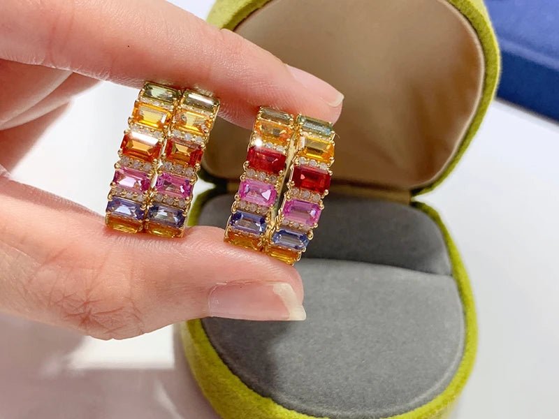 18K Yellow Gold Sapphire Ring - Natural Diamond & Sapphire for Women - EverHype