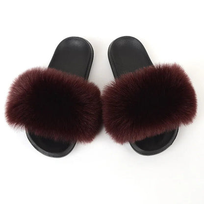 Luxury Fluffy Fur Slippers - Women's Indoor Warm Plush Slides - EverHype