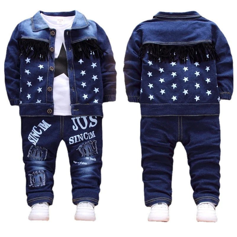 Boys Denim Tracksuit - 2 - Piece Star Print Set for Kids Ages 1 - 4 - EverHype