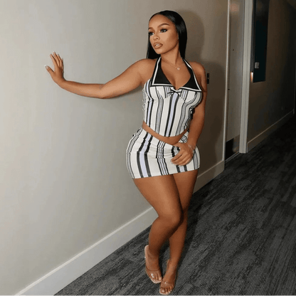 Striped Mini Skirt & Sleeveless Top Set - 2 - Piece Sporty Streetwear | EverHype 2026 - EverHype