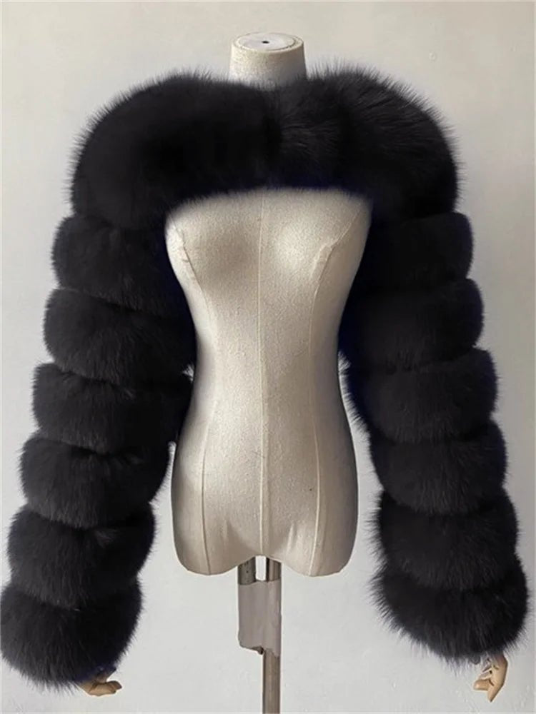 Faux Fur Jacket - Cropped Long Sleeve Coat for Women | Winter Warm Clothes - EverHype