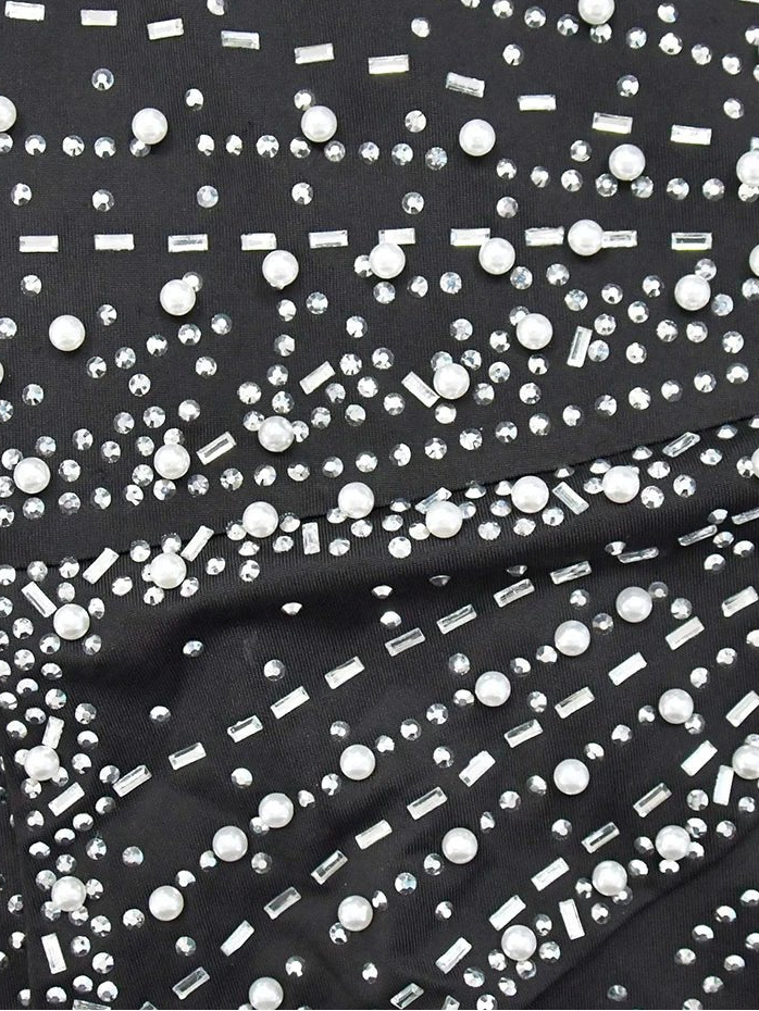 Rhinestone Evening Dress - Diagonal Collar Sleeveless Maxi | Luxury Party Dress - EverHype