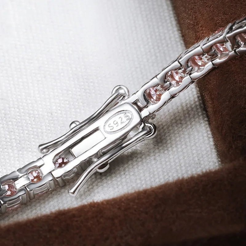 Pink Moissanite Bracelet - 925 Sterling Silver with GRA Certificate - EverHype