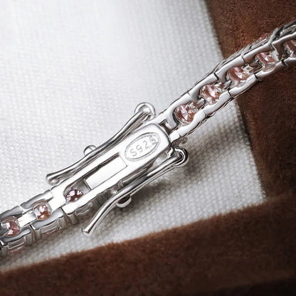 Pink Moissanite Bracelet - 925 Sterling Silver with GRA Certificate - EverHype