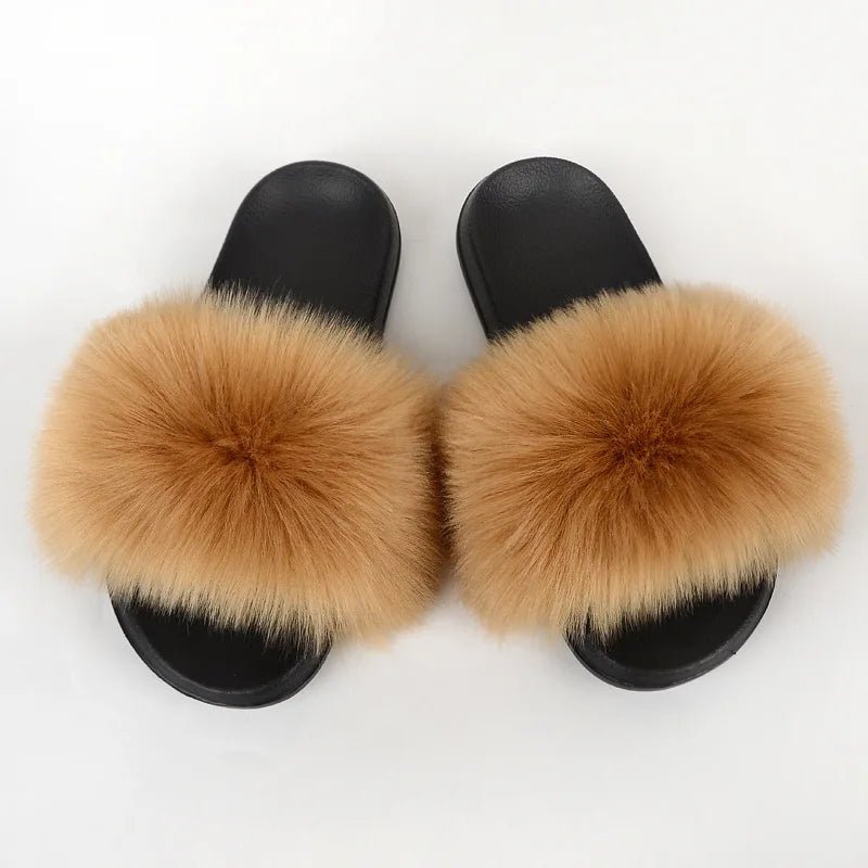 Luxury Fluffy Fur Slippers - Women's Indoor Warm Plush Slides - EverHype