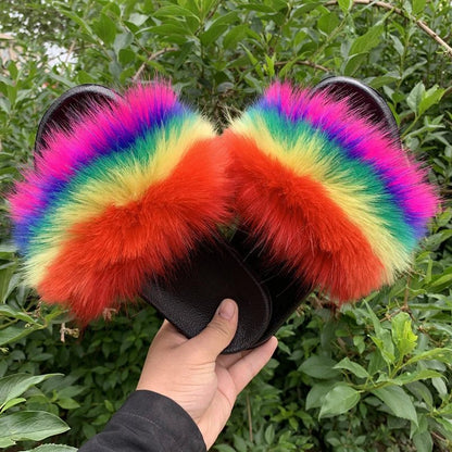 Luxury Fluffy Fur Slippers - Women's Indoor Warm Plush Slides - EverHype