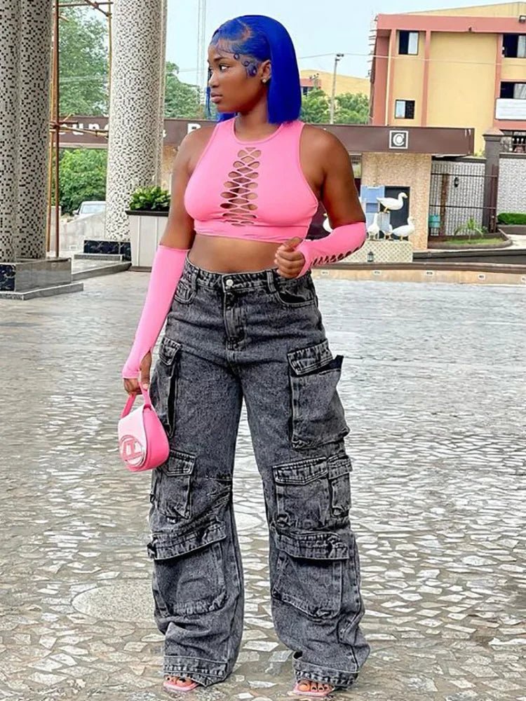 Wmstar Jeans Women Denim Bottom Boy Friend Straight Cargo Pants High Waist Korean New Fashion Streetwear Wholesale Dropshipping - EverHype