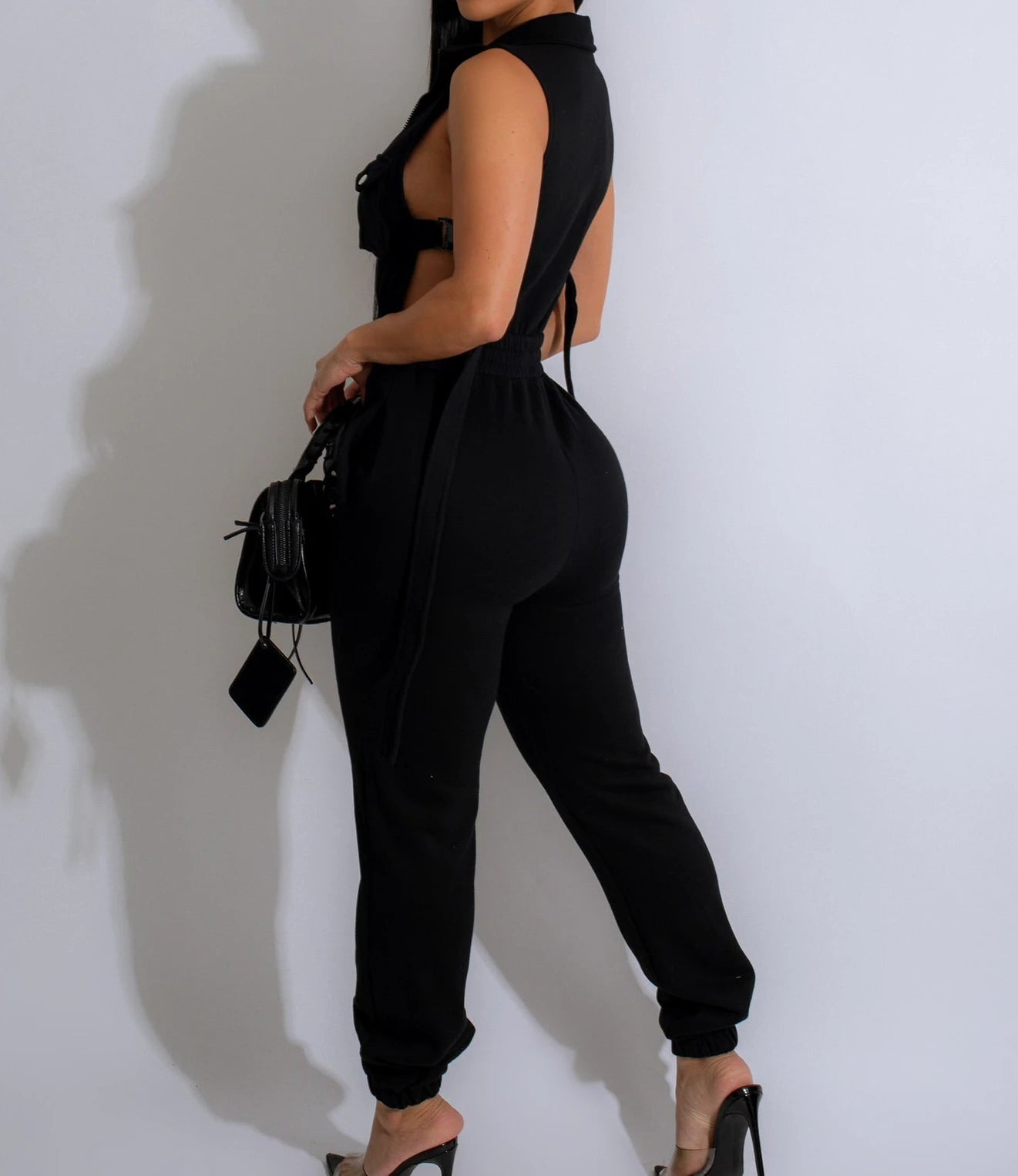 Women's Jumpsuit - Sleeveless Side Button Zipper Streetwear Overalls - EverHype