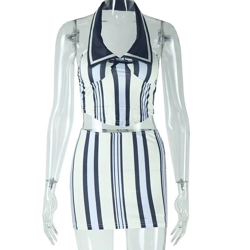 Striped Mini Skirt & Sleeveless Top Set - 2 - Piece Sporty Streetwear | EverHype 2026 - EverHype