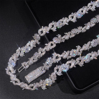 Iced Out Cuban Link Necklace - 13mm Zircon Thorn Flower Chain - EverHype