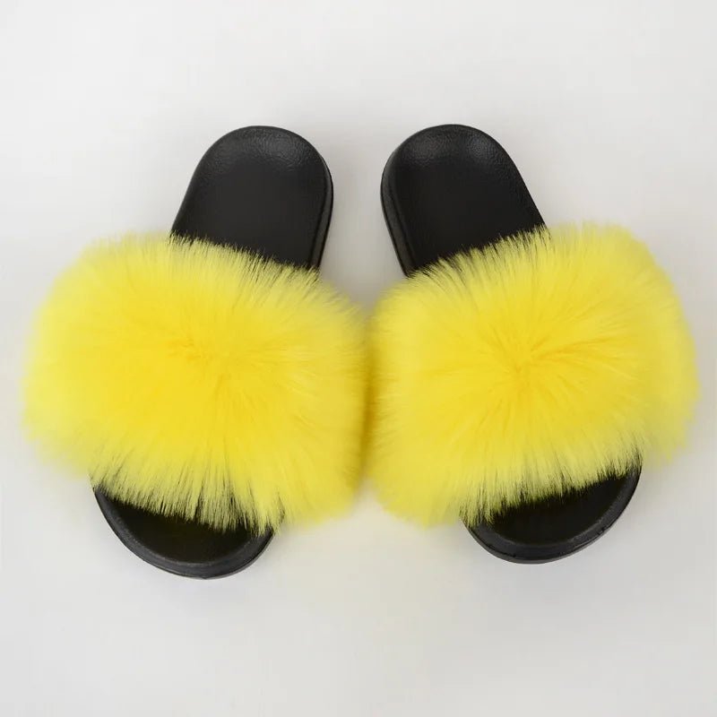 Luxury Fluffy Fur Slippers - Women's Indoor Warm Plush Slides - EverHype