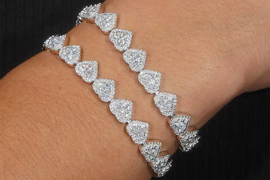 Moissanite Heart Bracelet & Necklace Set - 925 Sterling Silver Jewelry - EverHype