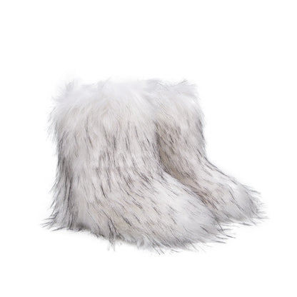 Winter Fluffy Faux Fox Fur Boots - Luxury Warm Snow Boots - EverHype