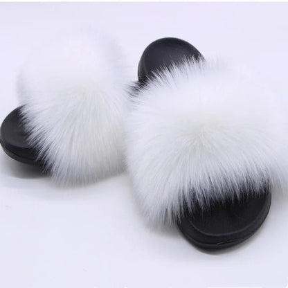 Luxury Fluffy Fur Slippers - Women's Indoor Warm Plush Slides - EverHype