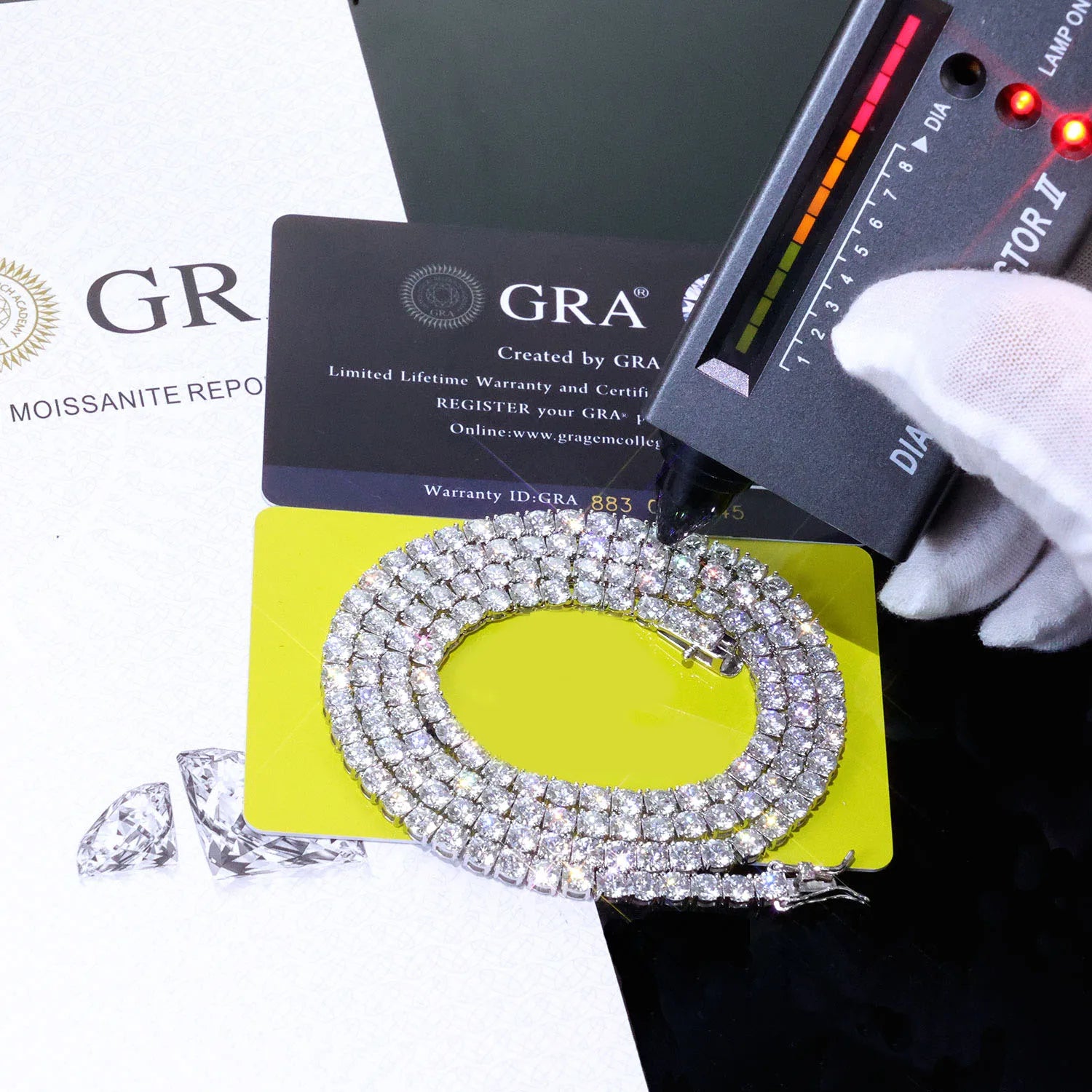 Moissanite Tennis Chain Necklace - 925 Silver Iced Out VVS 2mm - 5mm - EverHype