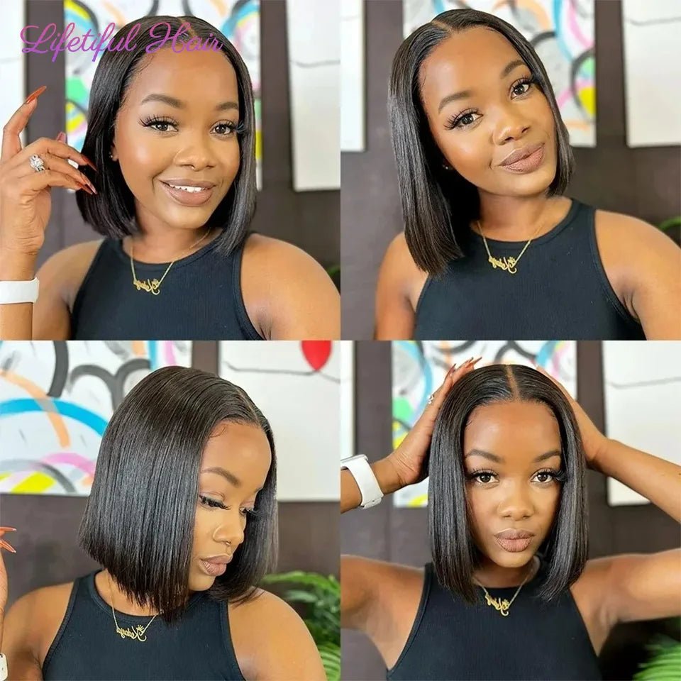 Glueless Bob Wigs Human Hair Ready To Wear 4x4 Lace Closure Wig Human Hair Wig Fast Delivery Straight Human Hair Wigs Glueless - EverHype