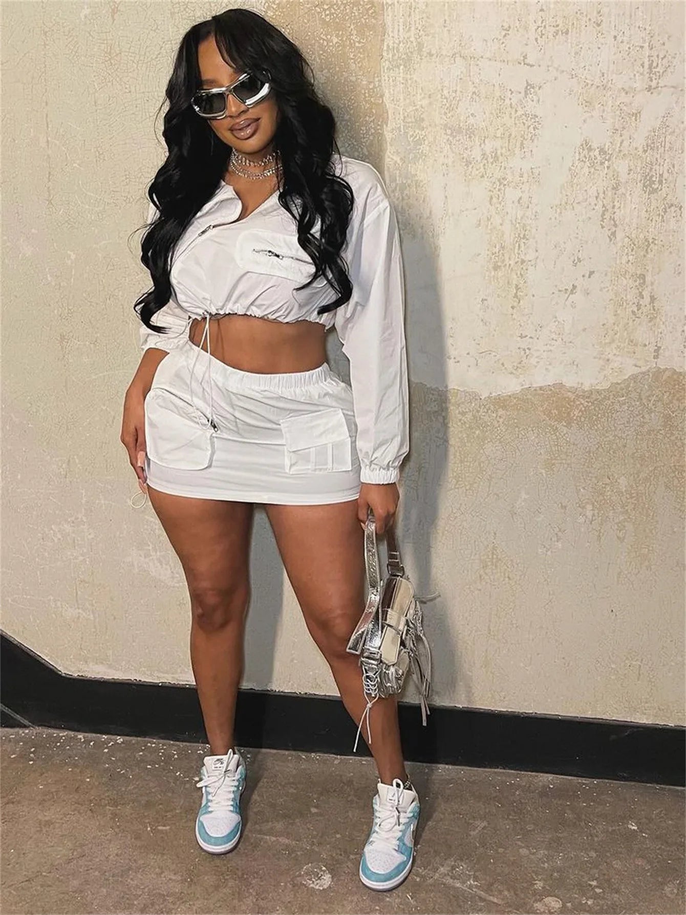 Women's 2 - Piece Skirt Set - Zip Jacket & Bodycon Skirt Outfit | Summer Fashion - EverHype