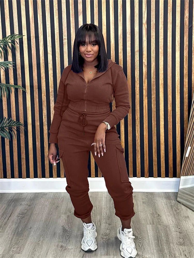 Women's 2 - Piece Sport Tracksuit - Matching Casual Top & Pants Set | Fall Outfit - EverHype