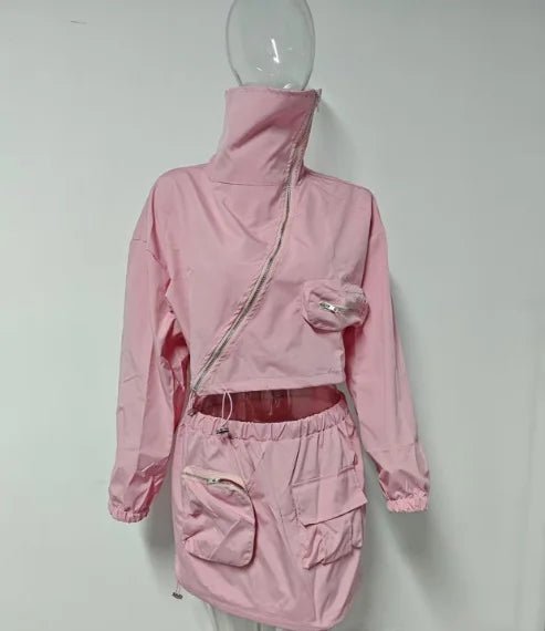 Women's 2 - Piece Skirt Set - Zip Jacket & Bodycon Skirt Outfit | Summer Fashion - EverHype