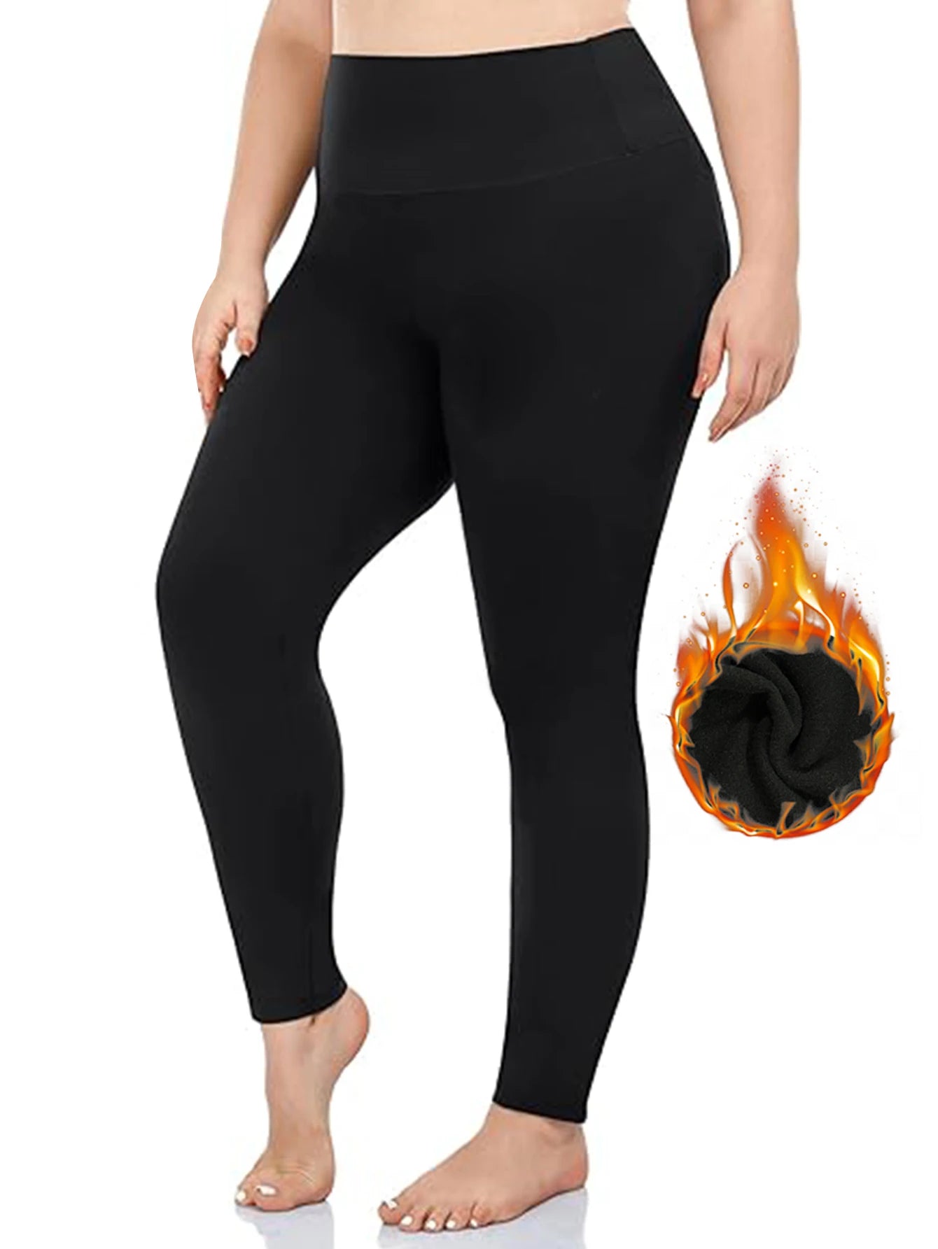 Plus Size Fleece Leggings - High - Waist Thermal Pants for Autumn & Winter - EverHype