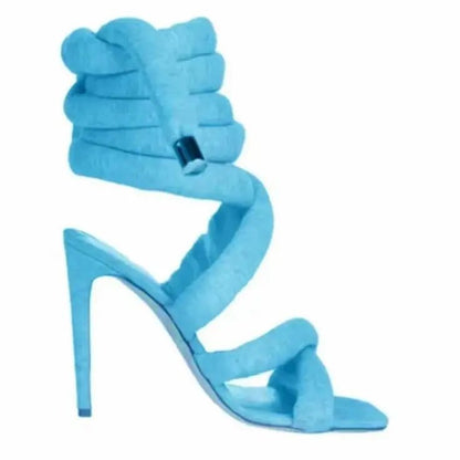 Runway Snake Strap Long Shoes Women's Sandals Summer 2025 Sexy Stiletto Heel Stripper Shoes Star Style Slingback Heeled Sandals - EverHype