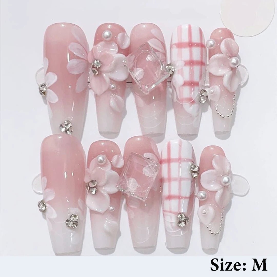 Summer Nails Shell 3D Jelly Spring Flowers Gel Nail Art Vacation Holiday Trendy Flower Almond French Tip Handmade Press on Nails - EverHype