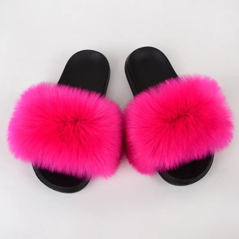 Luxury Fluffy Fur Slippers - Women's Indoor Warm Plush Slides - EverHype