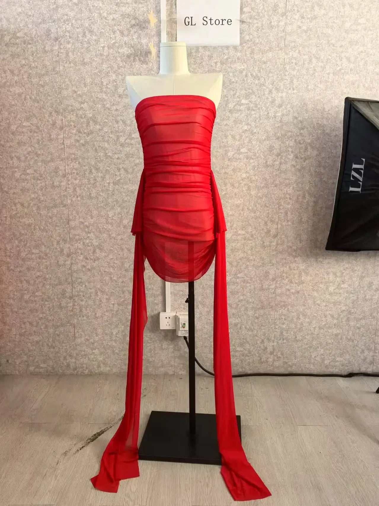 Ribbon Strapless Mesh Mini Dress - Sleeveless Evening Party Dress for Women - EverHype