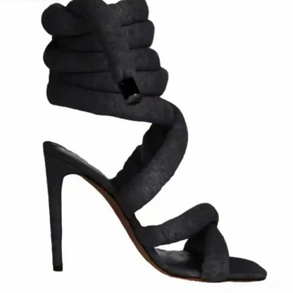 Runway Snake Strap Long Shoes Women's Sandals Summer 2025 Sexy Stiletto Heel Stripper Shoes Star Style Slingback Heeled Sandals - EverHype