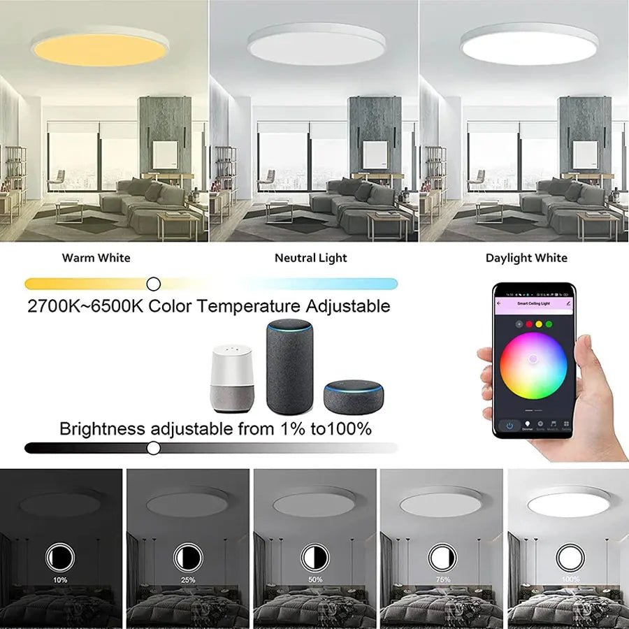 Tuya WiFi Smart LED Ceiling Light 220V RGB Dimmable Ceiling Lamp Bluetooth Round Ceiling Lamp Smart Home Support Alexa Google - EverHype