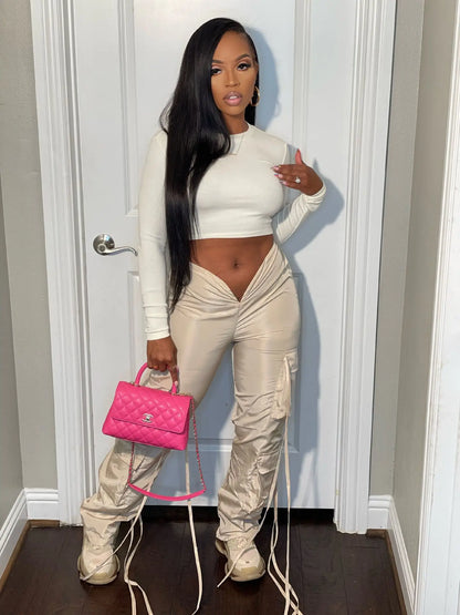 Low Waist Drawstring Cargo Pants - Safari Style Streetwear | EverHype 2026 - EverHype