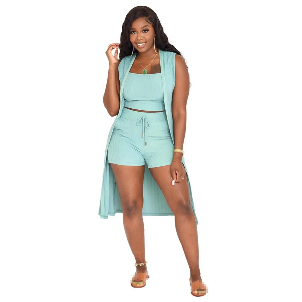 Women's 2 - Piece Summer Shorts Set - Sexy Crop Top & Shorts Outfit - EverHype