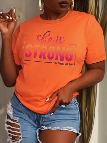 Women Plus Size Clothing Summer Round Neck Short Sleeve Printed Letter Gradient Color Casual Plus Size T-Shirts Y2k Top - EverHype