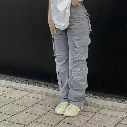 Y2K Cargo Jeans - Women's Denim Pants with Pockets | Straight Leg Streetwear - EverHype