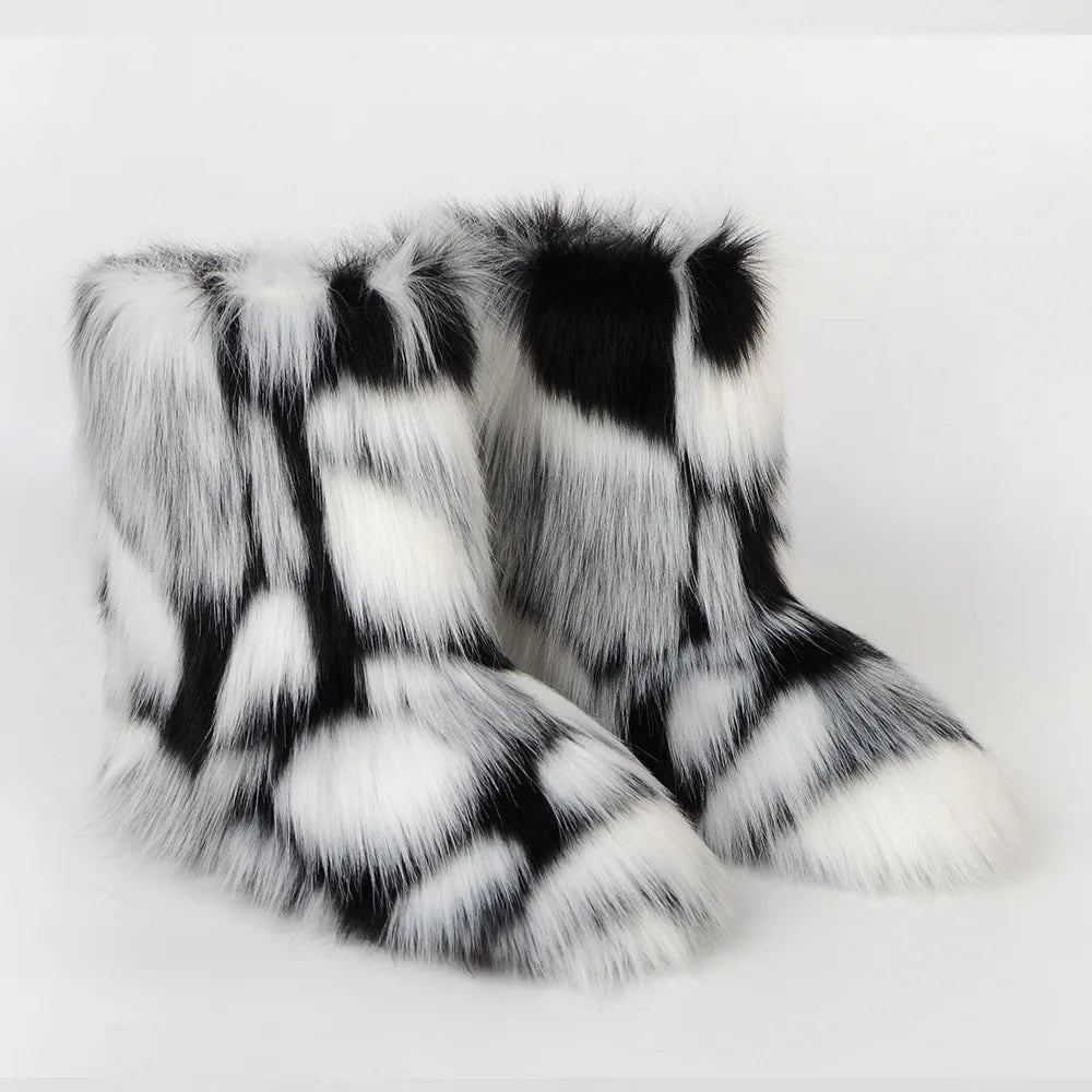 Winter Fluffy Faux Fox Fur Boots - Luxury Warm Snow Boots - EverHype
