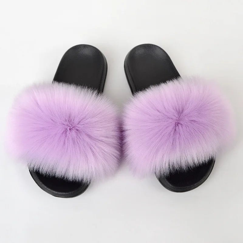 Luxury Fluffy Fur Slippers - Women's Indoor Warm Plush Slides - EverHype
