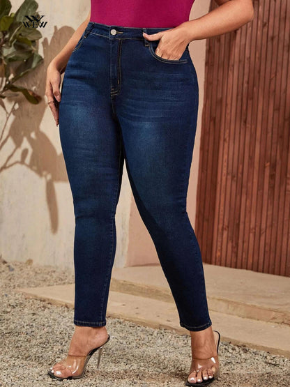 Plus Size Skinny Jeans for Women Full Length High Waist Women Jeans Stretchy Pencil Curve Women Jeans 200kgs Mom Jeans for Women - EverHype